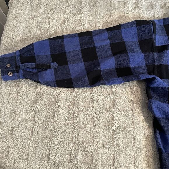 Moose Creek Heavy Flannel Plaid Button Up Blue Shirt Mens Large, 100% Cotton - Picture 12 of 15